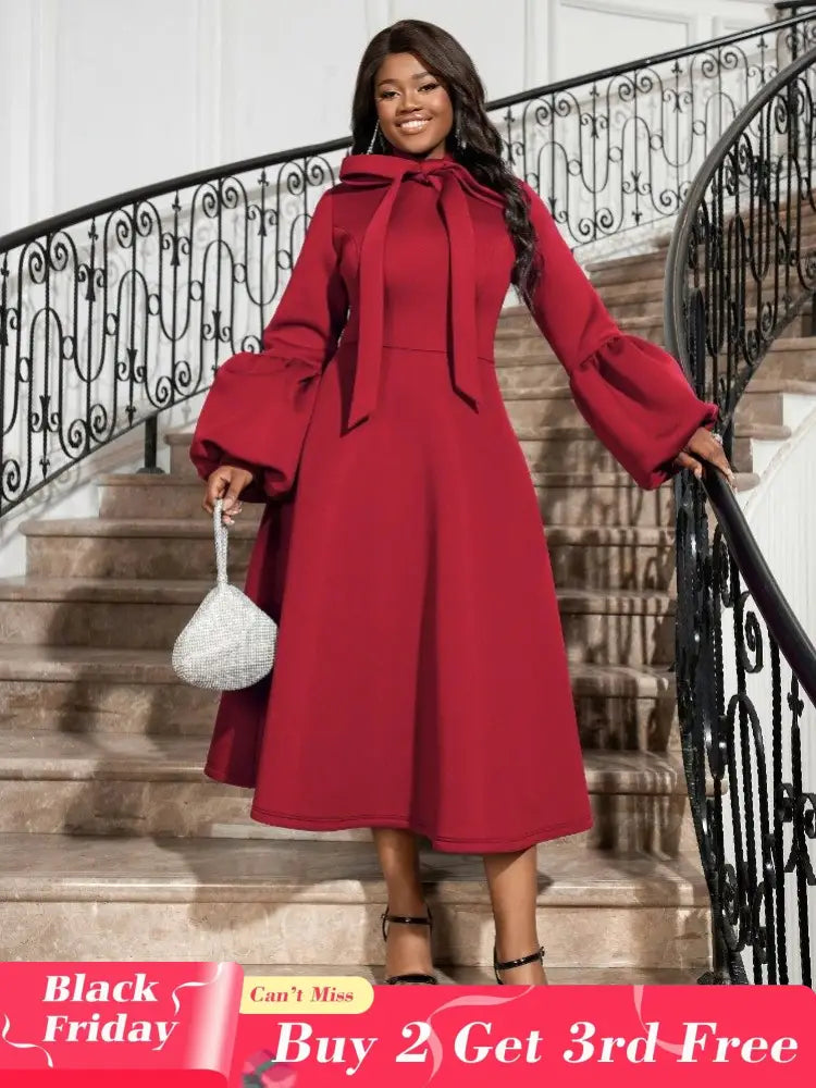 Red Christmas evening party dress