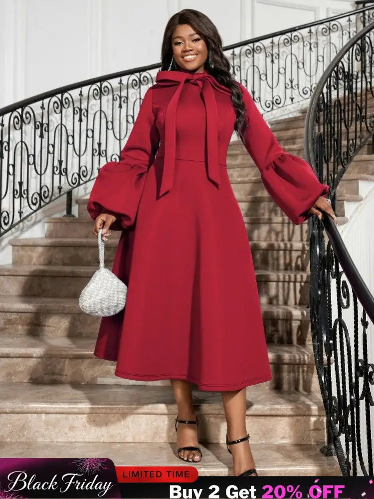 Red Christmas evening party dress
