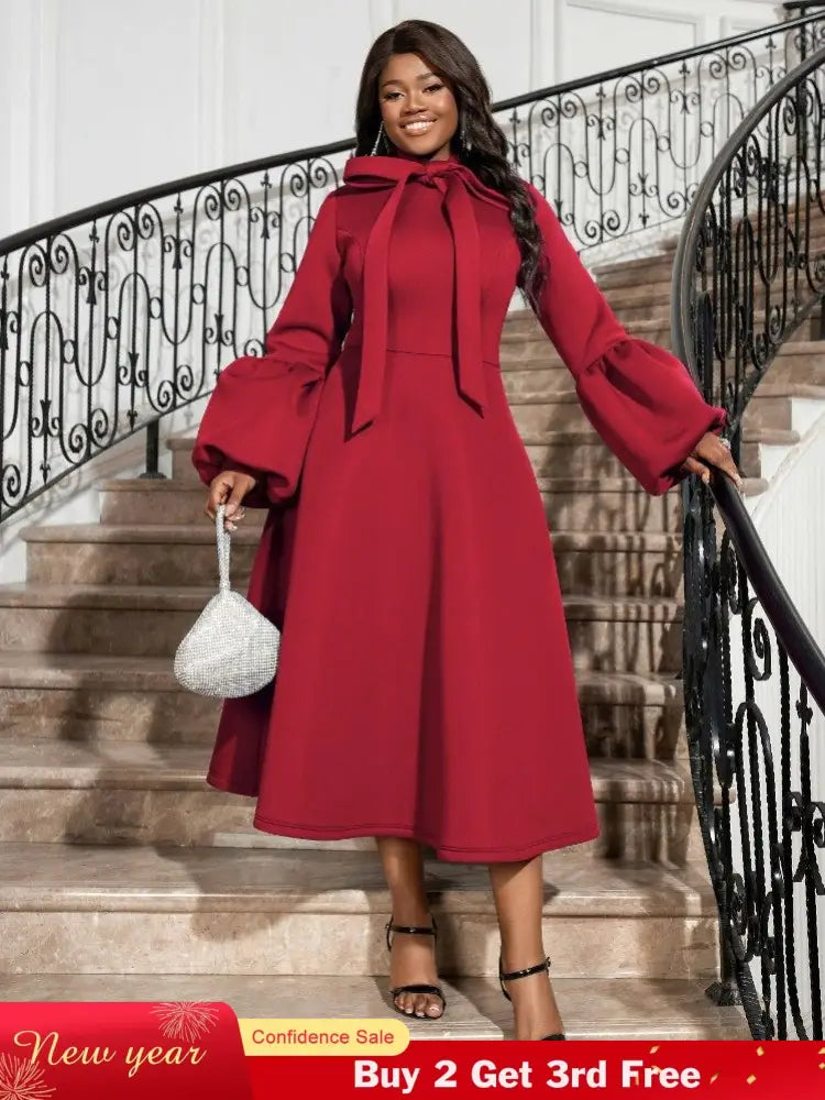 Red Christmas evening party dress