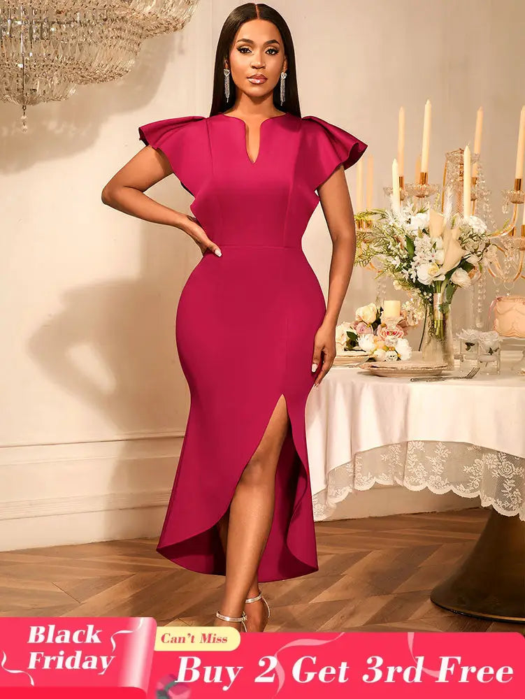 AOMEIDRESS Women Elegant Dresses For Special Occasions Summer Wedding Wine / S