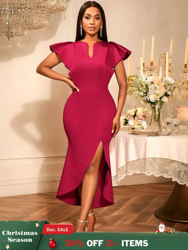 AOMEIDRESS Women Elegant Dresses For Special Occasions Summer Wedding Wine / S