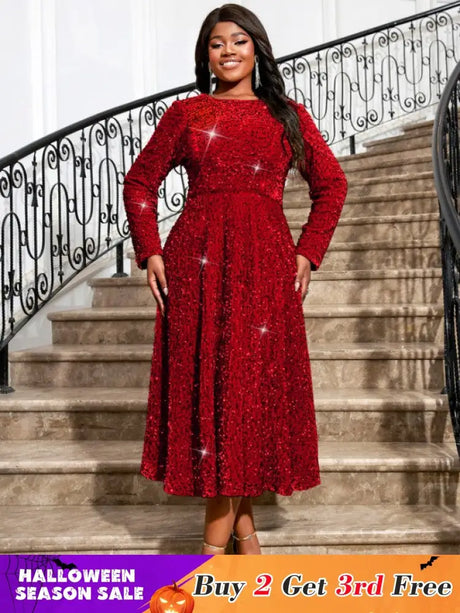 AOMEIDRESS Women Glitter Vintage Prom Party Dress Red / S