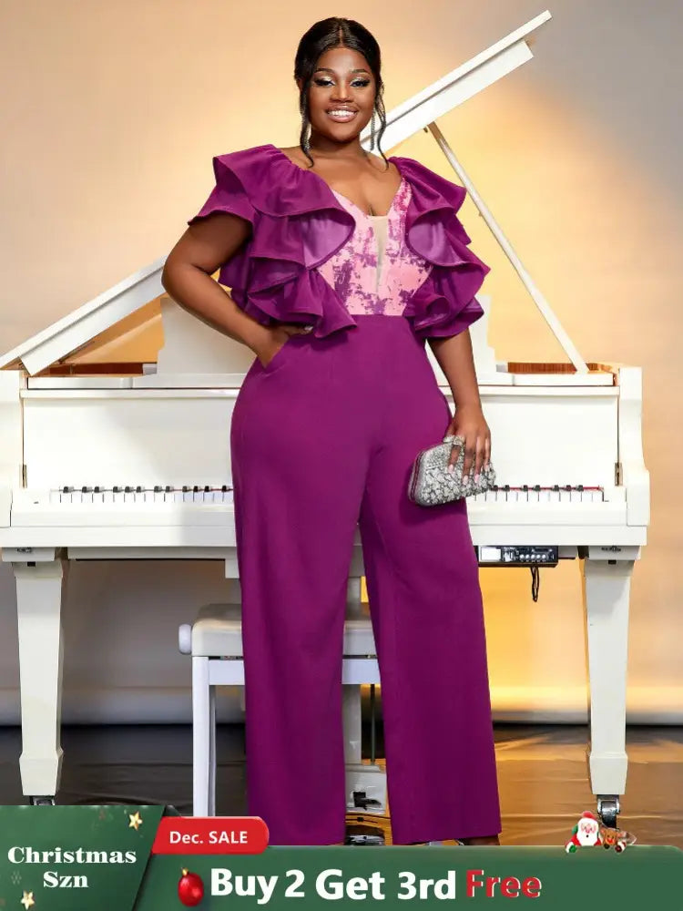 Purple Formal Plus Size Jumpsuit for Women