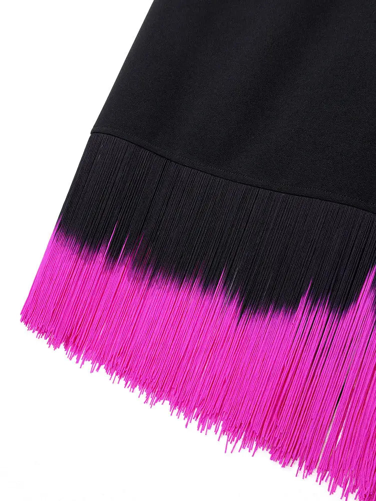 AOMEIDRESS Women Tassel Bodycon Skirt Gradient Color Party Evening