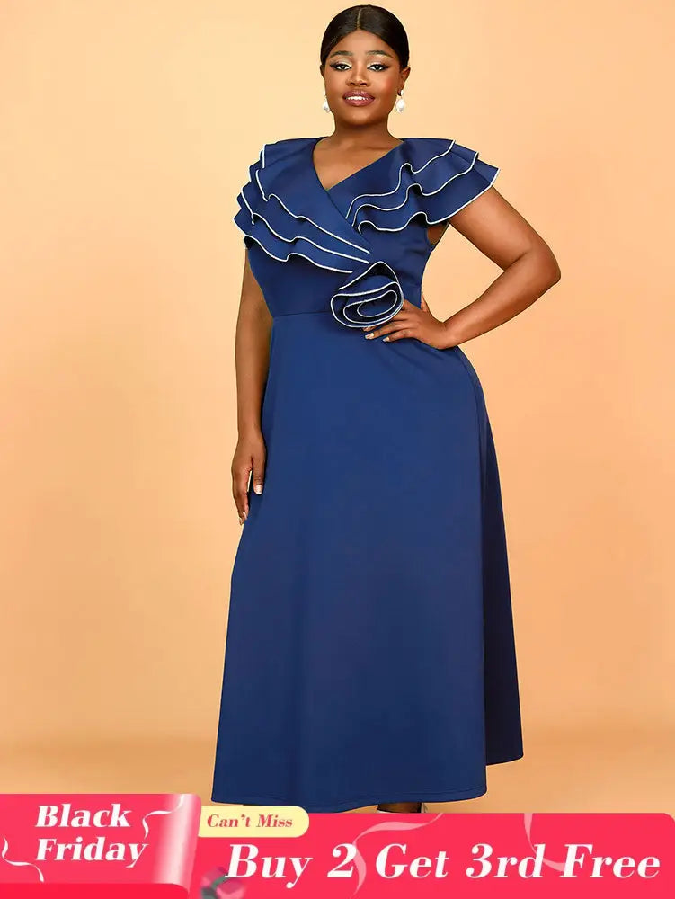 AOMEIDRESS Work Party Dress Grace Formal Dresses for Wedding Guests Navy / 0XL