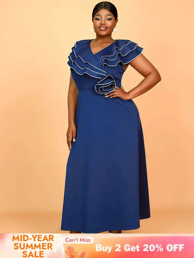 AOMEIDRESS Work Party Dress Grace Formal Dresses for Wedding Guests Navy / 0XL