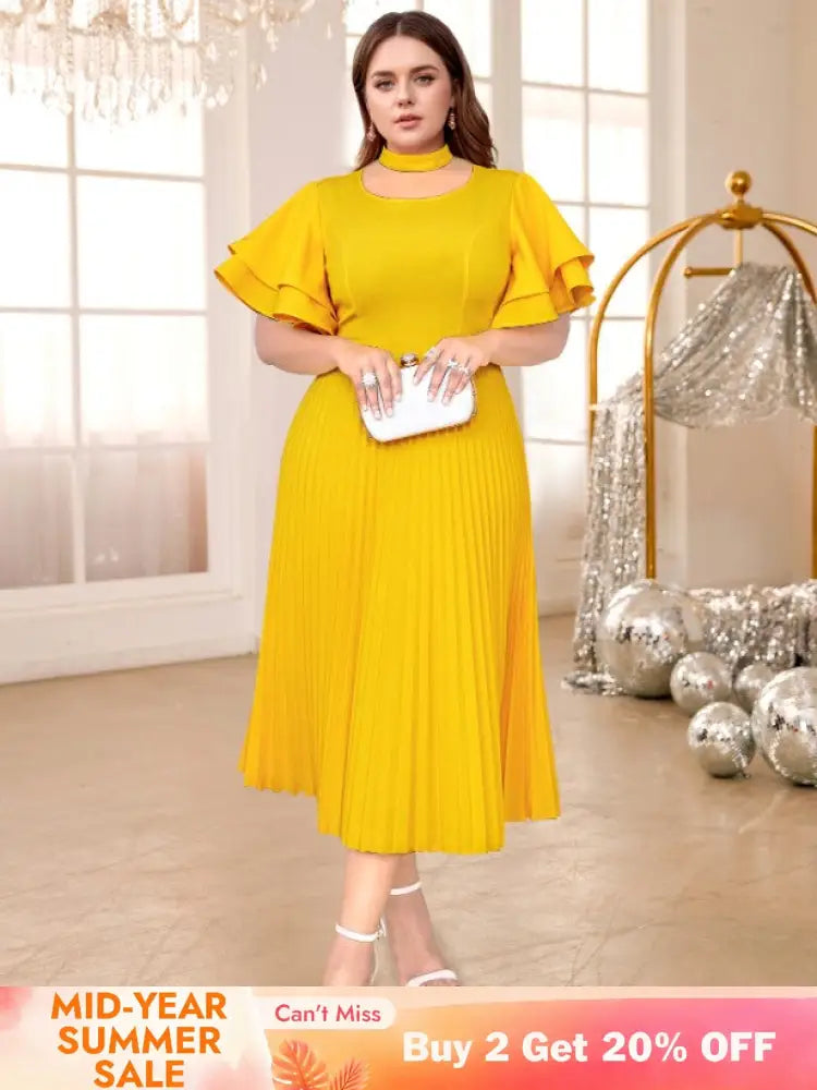 Yellow Halter O Neck dresses for women