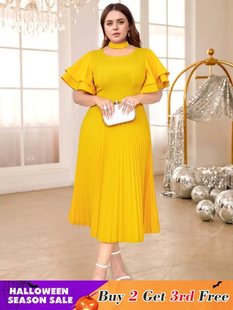 Yellow Halter O Neck dresses for women