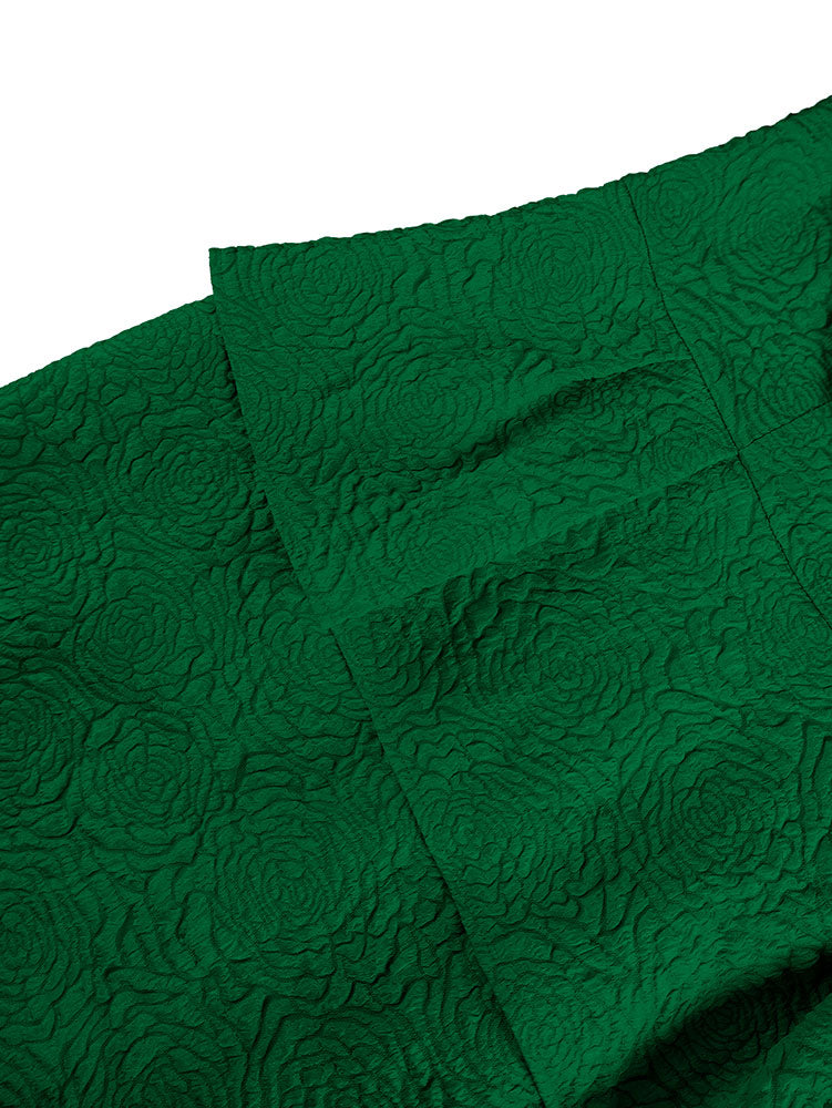 AOMEIDRESS Elegant Jacquard Church Party Dress With Bow Peplum V Neck