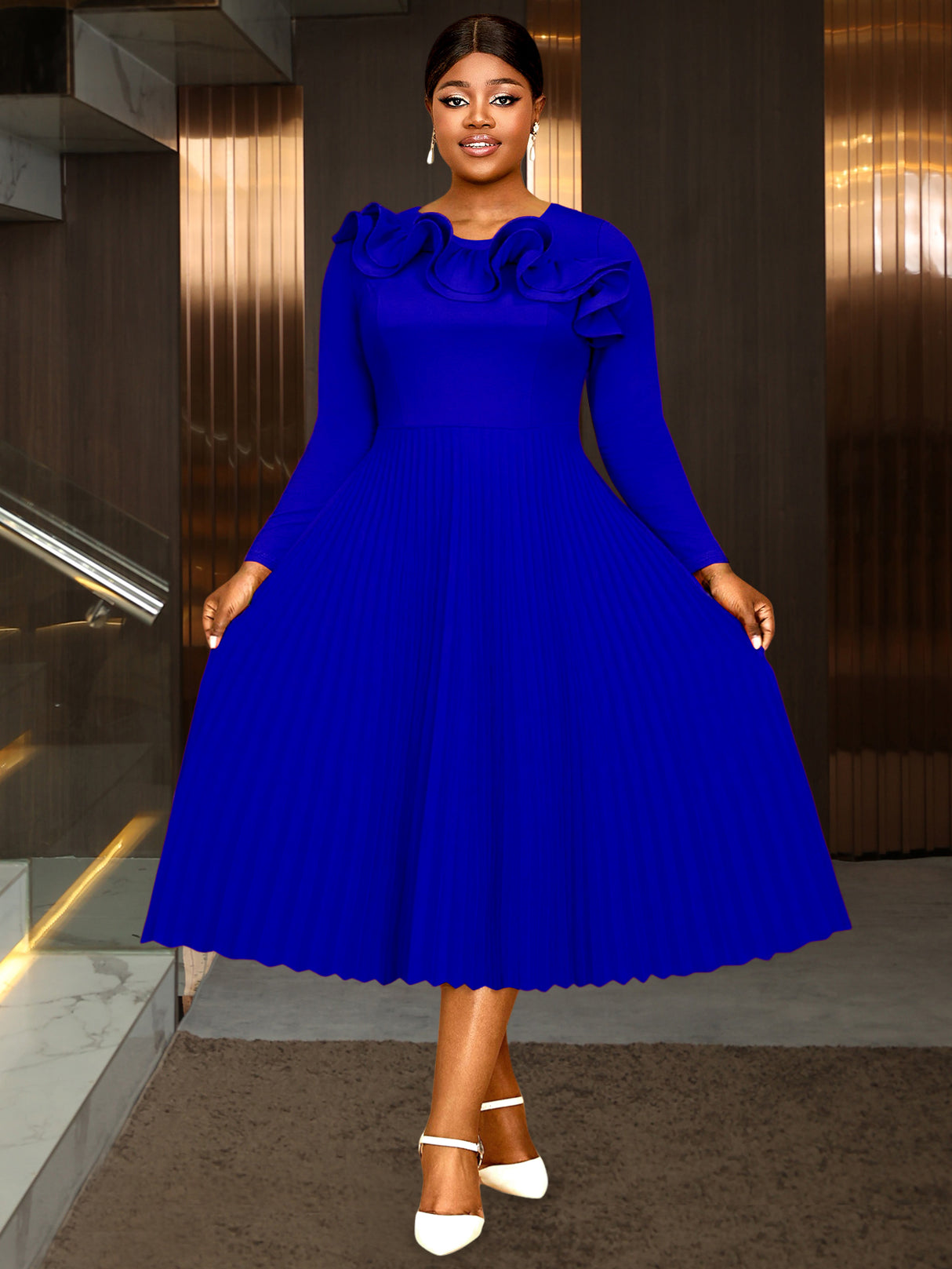 AOMEIDRESS Elegant Peplum Pleated Dress for Party Wedding Christmas