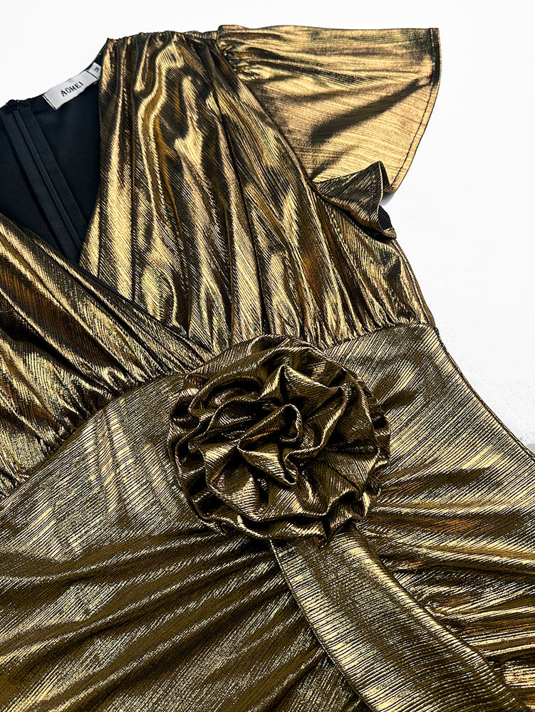 AOMEIDRESS Metallic Dress for Women Formal Occasional Shiny Dress