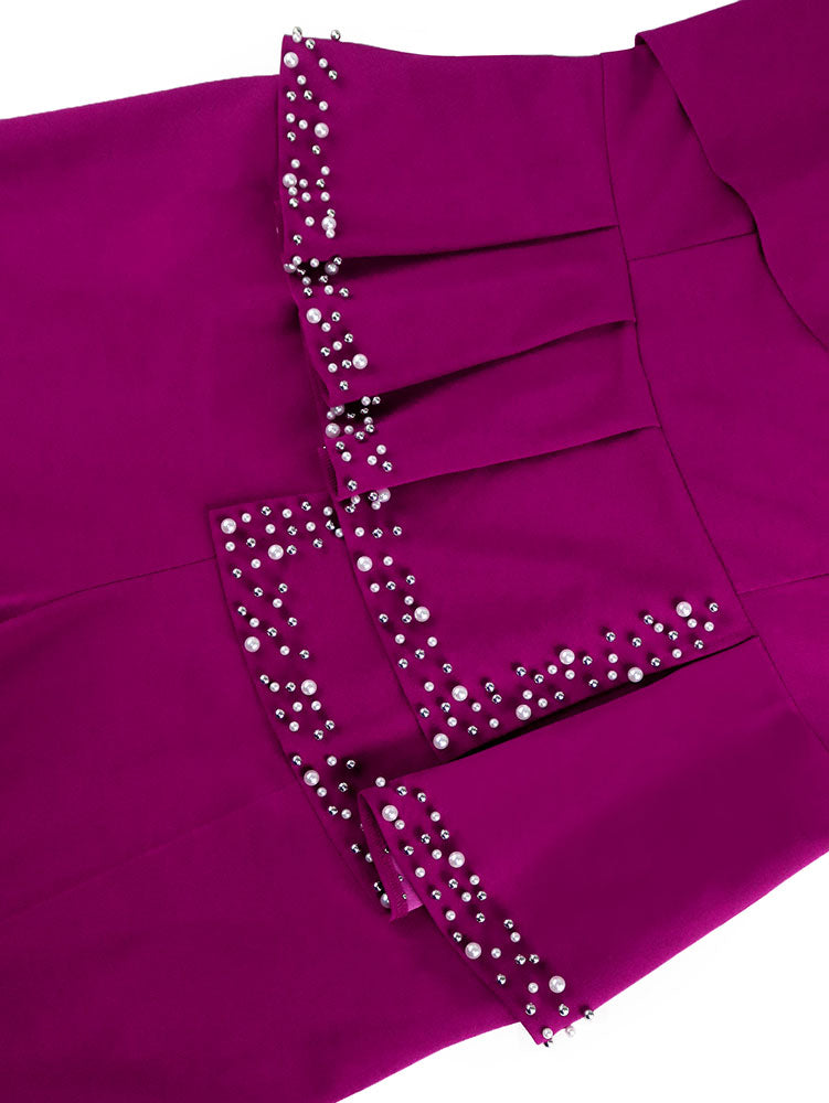 AOMEIDRESS Elegant Beaded Peplum Belly Cover Church Jumpsuit O Neck