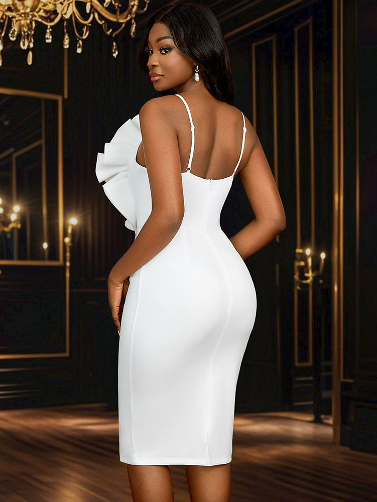 AOMEIDRESS Sexy Halter Bodycon Dress Ruffles for Event Party Weddings