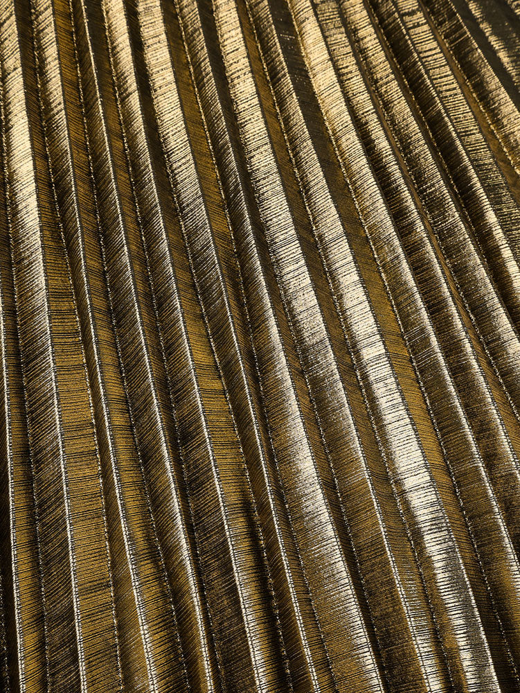 AOMEIDRESS Gold Pleated One Shoulder Party Dress with Ruffled Flower