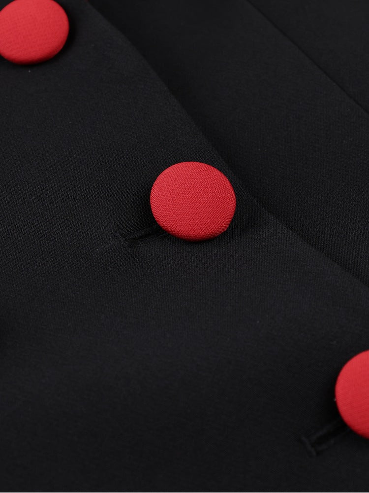 AOMEIDRESS Colorblock Set Notch Lapel Long Sleeve Blazer Pencil Skirt