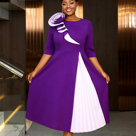 AOMEIDRESS Church Clothes for Women Floral Applique Pleated Gown