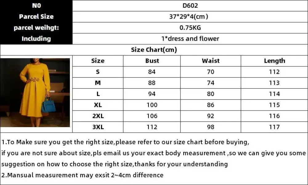 Women Elegant A Line Dresses O Neck Long Puff Sleeve 3D Flower