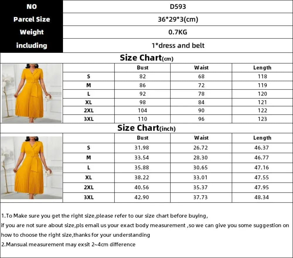 Women Elegant Pleated Church Dress V Neck Short Sleeves Waist Belt Classy