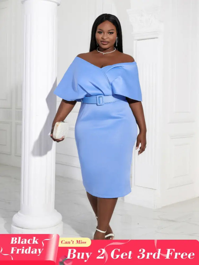 Women Off Shoulder V Neck Party Dress