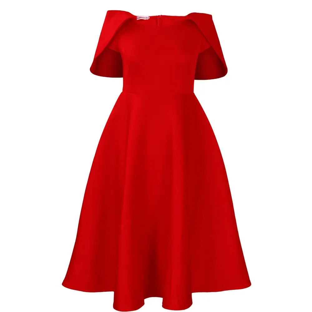 Women Party Dress A Line Cloak Sleeves Event Occasion Female Birthday Wedding Guest Red / S