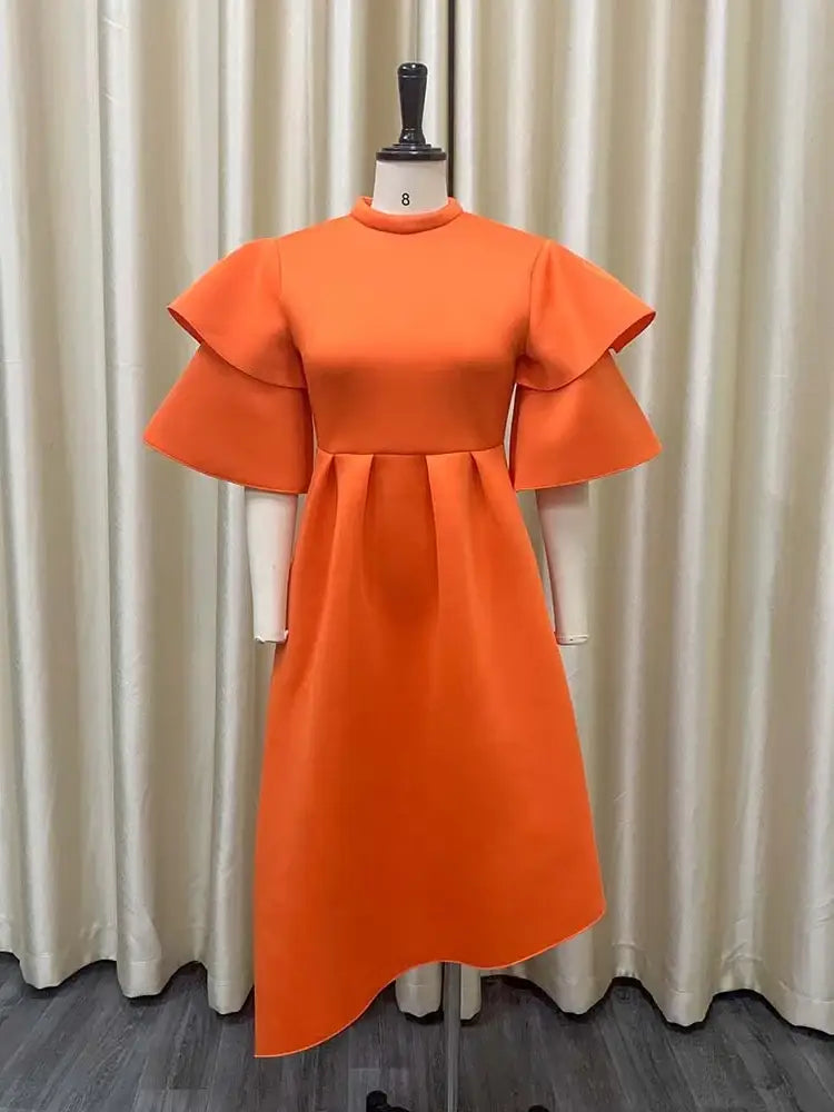 Women Stylish Party Dress A Line High Waist Ruffles Celebrate