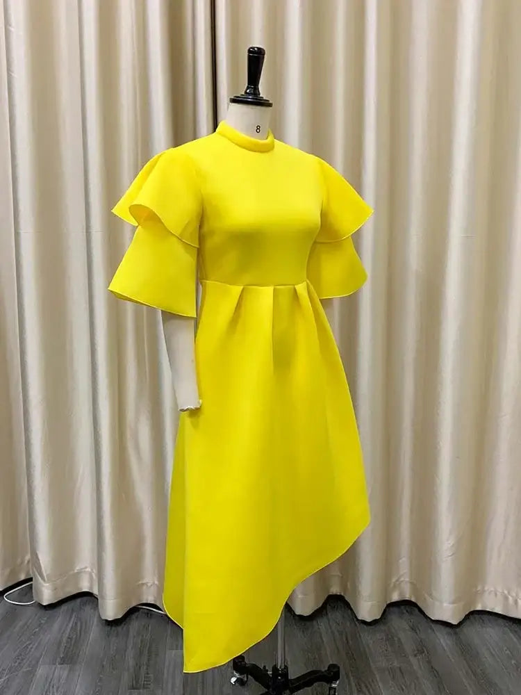 Women Stylish Party Dress A Line High Waist Ruffles Celebrate