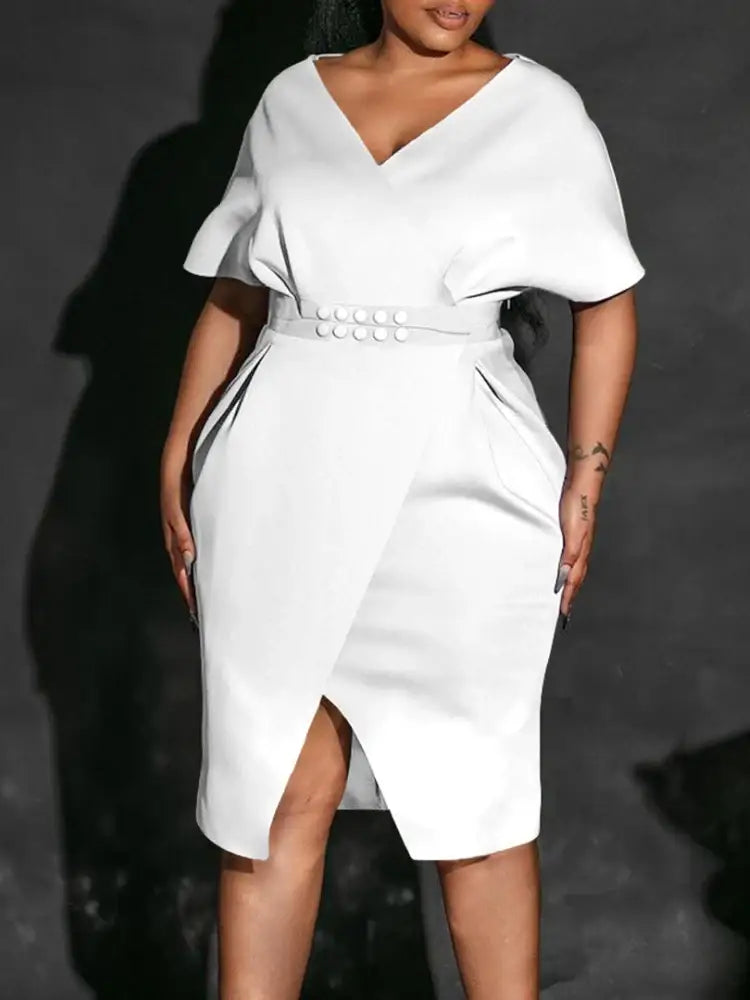 Women V Neck Bodycon Party Dress High Waist Slim African Female