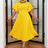 yellow ruffles sleeve pleated wedding guest dress