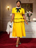 AOMEIDRESS Elegant A Line Midi Party Birthday Dress With Bow Ruffle