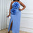 blue strapless sleeveless dresses for women