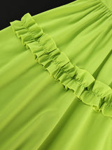 AOMEIDRESS A Line Maxi Party Dress Sleeveless Cut Out Ruffle Design