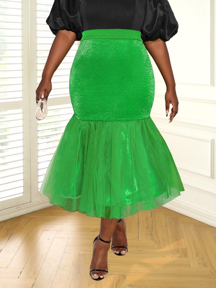 Glitter Green Bodycon Skirts for Women