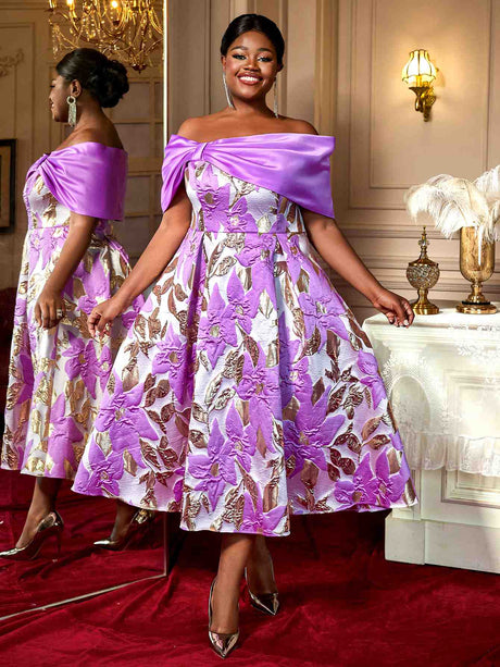 AOMEIDRESS Elegant One Shoulder A Line Purple Party Dress for Women Purple / S