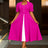 AOMEIDRESS A Line Contrast Pleated Dress Short Sleeves Party Gowns