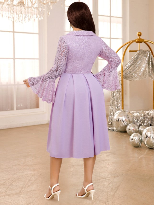 lace patchwork purple elegant dress