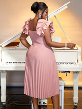 pink high waist fashion a line dress