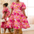 Jacquard pink flower dresses for women