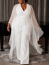 AOMEIDRESS Women Jumpsuits V Neck Mesh Batwing Sleeves Long Wide Leg