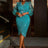 AOMEIDRESS Green V Neck Midi Dresses Beaded See Through Irregular Green / S