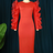 AOMEI Patchwork Ruffle Red Midi Bodycon Christmas Dress Red / S