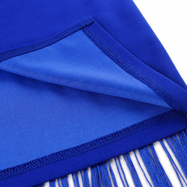 AOMEI Maxi Off Shoulder Blue Tassel Dress Maxi