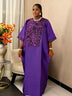 African Shiny Sequined Boubou Dresses Women Kaftan Church Clothing
