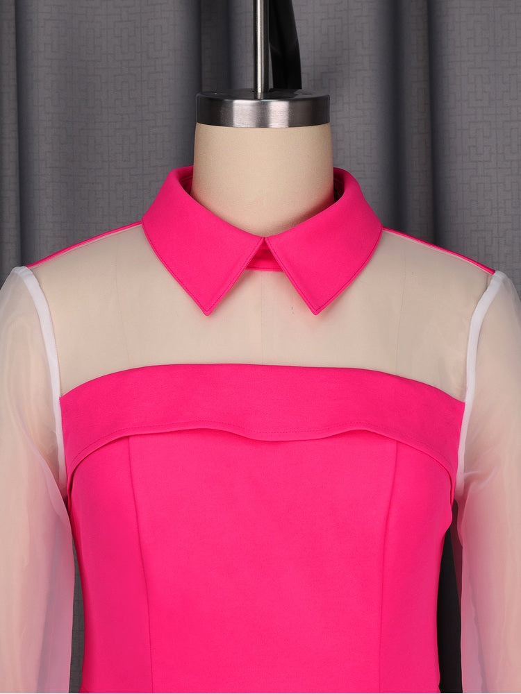 AOMEIDRESS Classy Two Piece Set Long Sleeve Peplum Top Straight Pants
