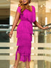 AOMEI Sexy V Neck Sleeveless Fringe Dress Mini