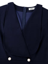 AOMEIDRESS Elegant Bodycon Dress with Turn Down Collar Peplum Button