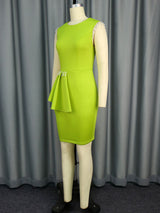 AOMEIDRESS Green Sleeveless Bodycon Dress Beading Party Causal Wear