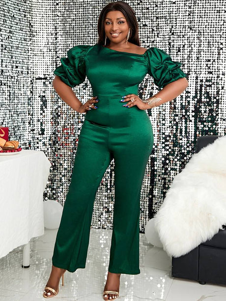 Green Slim Fit Party Jumpsuit for Women
