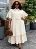 AOMEIDRESS Women Loose Long Dresses Ruffles Hem Africa Solid Church