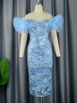 3d flower mesh dress