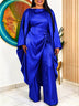 AOMEIDRESS Satin Two Piece Set Batwing Sleeve Dressy Wide Leg Pants